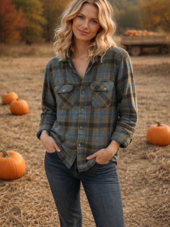 Pendleton Tops - Pendleton Portland Oregon Plaid Green/Blue Button Down 100% Wool Shirt XS